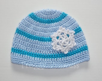 Frozen Inspired Ice Blue Hat With Sparkle Snoflake Toddler