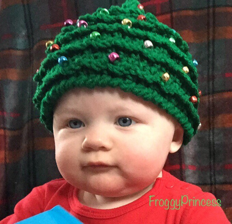 Christmas Tree Hat Holiday Present Crochet Beanie Newborn Etsy
