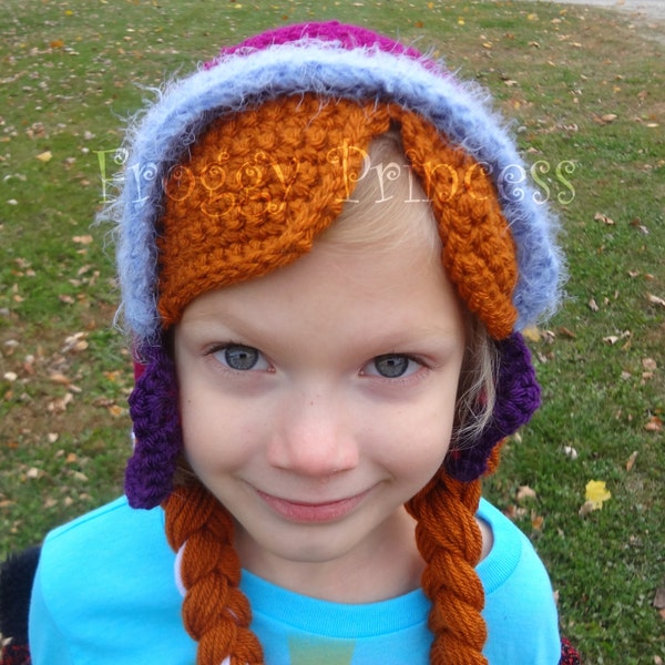 Anna Hat - Toddler or Child Size Hand Crocheted Princess Bonnet With Braids