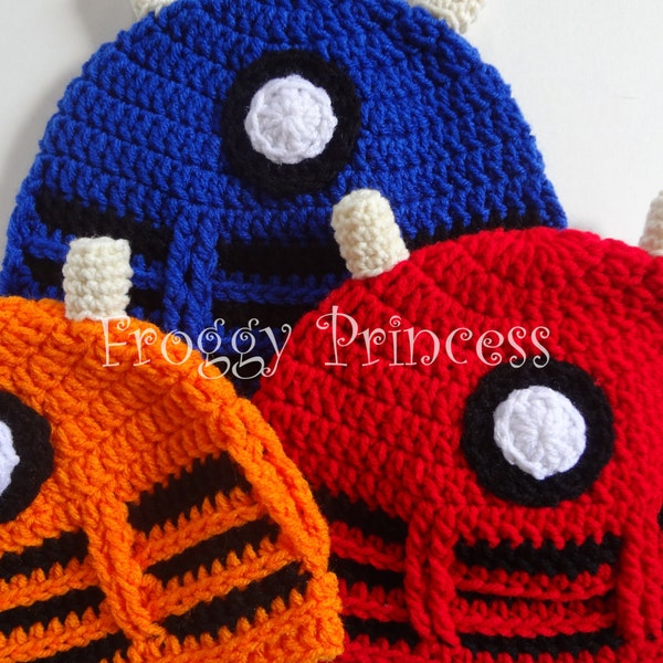 Dalek Doctor Who Inspired Hat CHILD Size Hand Crocheted Red Blue Orange