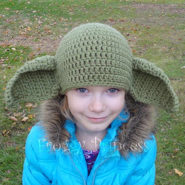 Green Alien Hat Elf Ears Child Size Adult Geek Beanie Gifts for Kids Hand Crocheted Geekery Hat