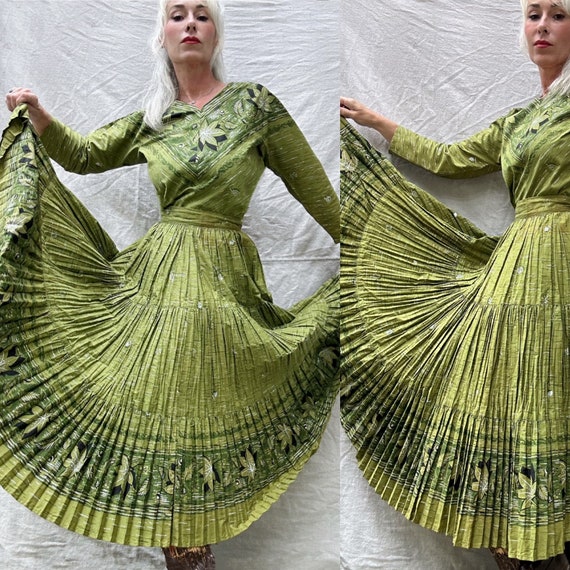 1950s vintage 2 pieces top skirt cotton Eva-Jon Ha