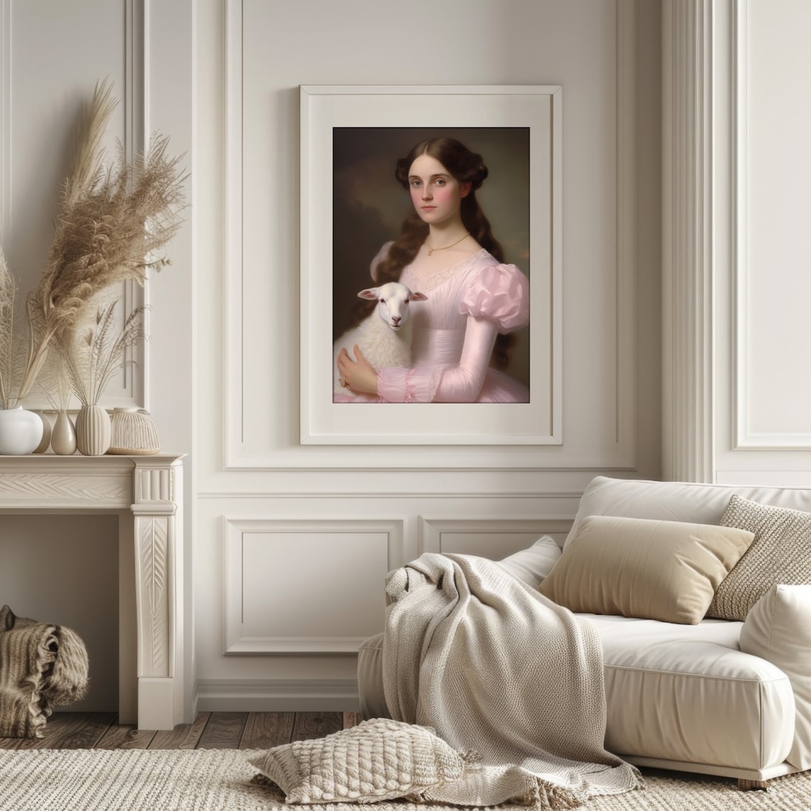 Victorian Woman Painting Wall Art Antique Style Portrait Print Digital ...