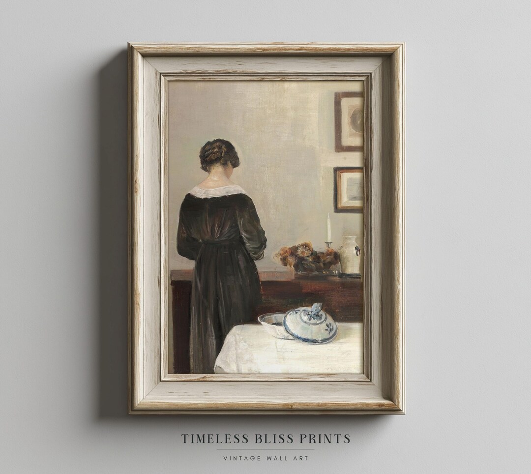 Vintage Moody Woman Vintage Painting Printable Art Antique Woman House ...