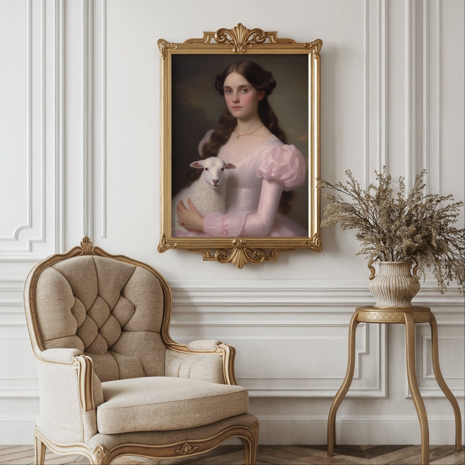 Victorian Woman Painting Wall Art Antique Style Portrait Print Digital ...
