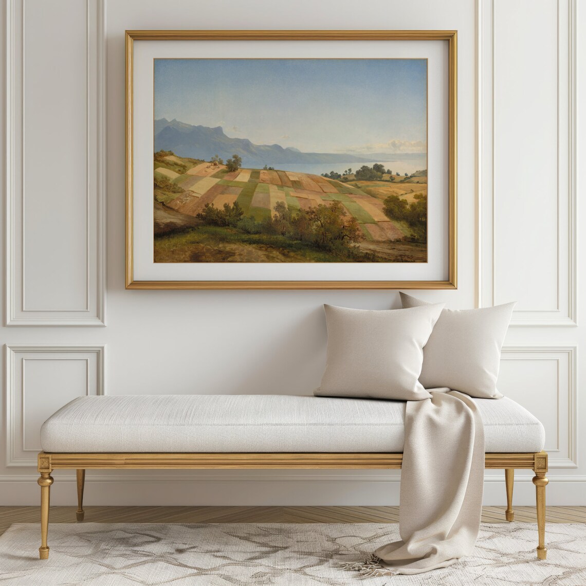Vintage Field Landscape Print Country Antique Painting Wall Art ...