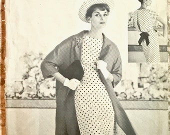 Vintage 1950's Women's Coat and Dress Sewing Pattern - Vogue 112 - Size 14 (Bust 34) - Uncut with Tag - Couturier Design - Free Shipping