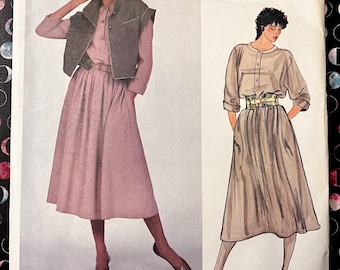 Vintage 1980's Chloe Women's Dress and Cropped Jacket Sewing Pattern - Vogue 2991 - Size 16 (Bust 38) - Cut and Complete - Paris Original