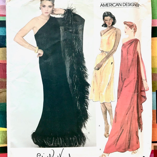 Vogue 2832 - Edith Head - Vintage 1980's Women's Evening or Cocktail Dress Sewing Pattern - Size 12 (Bust 34) - Uncut