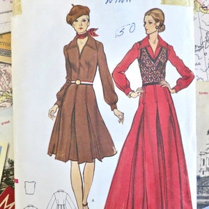 Vintage 1970s Women&#39;s Dress and Sweater Vest Pattern - Vogue 8373 - Size 10 (Bust 32) - Uncut and Factory-Folded - Evening Dress