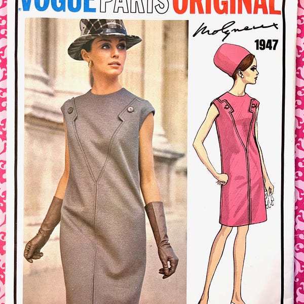 Vintage 1960's Molyneux Women's Dress Pattern - Vogue 1947 - Size 16 (Bust 36) - Uncut