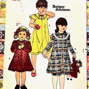 Vintage 1980&#39;s Betsey Johnson Girls Dress Sewing Pattern - Butterick 6177 - Size 6 (Breast 25) - Cut, Complete - Designer, Mother & Daughter