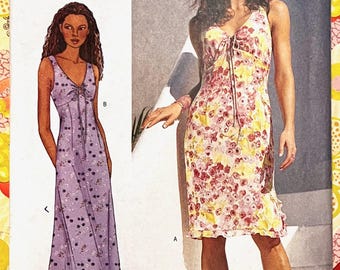 Vintage 2001 Nicole Miller Women's Dress in Two Lengths Pattern - Sizes 18-20-22 (Bust 40-42-44) - Cut and Complete - Sundress, Midi Length
