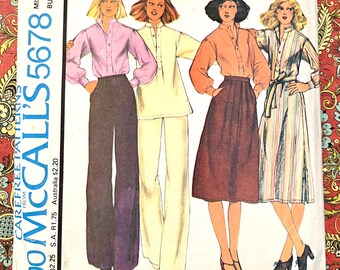 Vintage 1970's Women's Dress, Top, Pants, Skirt Sewing Pattern By Cinnamon- McCall's 5678 - Size 10 (Bust 32 1/2) - Uncut, FF