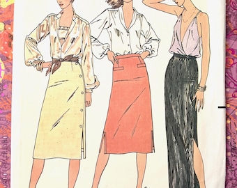 Vintage 1970's Women's Skirt Sewing Pattern - Butterick 6377 - Size 16 (Waist 30) - Uncut - Evening, Below Knee, Straight, Slit, Welt