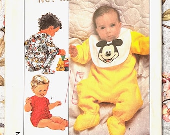 Vintage 1980s Mickey Mouse Baby Sleeper Sewing Pattern - Simplicity 8264 - 18 Months