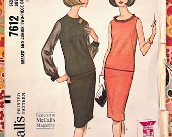 Vintage 1960's Women's Dress and Skirt Pattern - McCall's 7612 - Size 14 (Bust 34) - Uncut