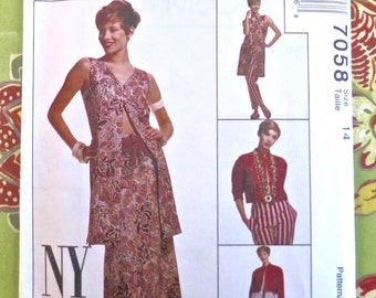 McCall's 7058 - Vintage 1990's NYNY Women's Sewing Pattern with Jacket, Skirt, Pants, Vest, and Belt