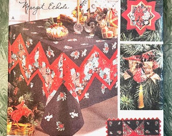 Vintage 1990's Pattern for Quilted Christmas Crafts - Butterick 6379 - Uncut - Tablecloth Tree Skirt, Ornaments, Stocking, Wall Hanging