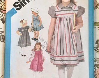 Vintage 1980's Girl's Dress or Sundress Sewing Pattern - Simplicity 6500 - Size 4