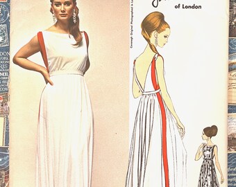 Vintage 1960&#39;s John Cavanagh Women&#39;s Evening Dress Pattern - Vogue 1687 - Size 12 (Bust 32) - Uncut FF - ORIGINAL, not Repro - Free Shipping