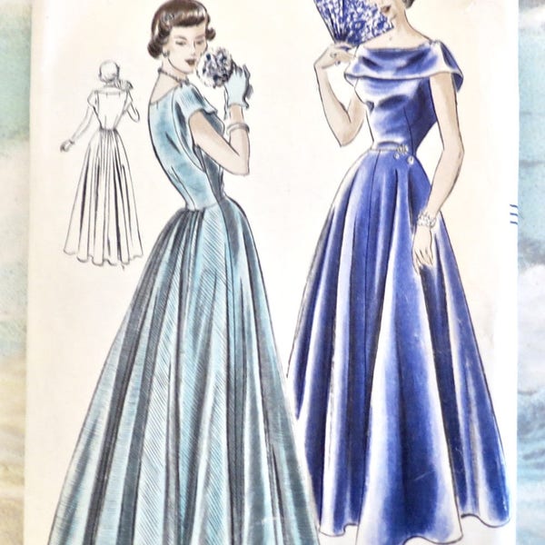 Vintage 1940s Womens Evening Dress Pattern - Vogue 6642