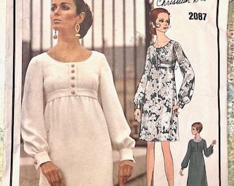 Vintage 1960's Christian Dior Women's Evening or Cocktail Dress Pattern - Size 8 (Bust 31 1/2) - Cut and Complete - Paris Original