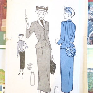 Vintage 1940s Womens Suit Pattern with Detachable Bustle Butterick 4626 image 1