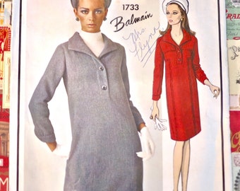 Vintage 1960s Balmain Dress Pattern - Vogue 1733