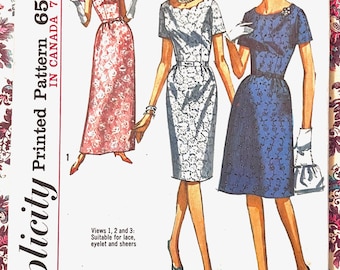 Vintage 1960's Women's Evening and Cocktail Dress Pattern - Simplicity 6030 - Half Size 12 1/2 (Bust 39)- Cut and complete