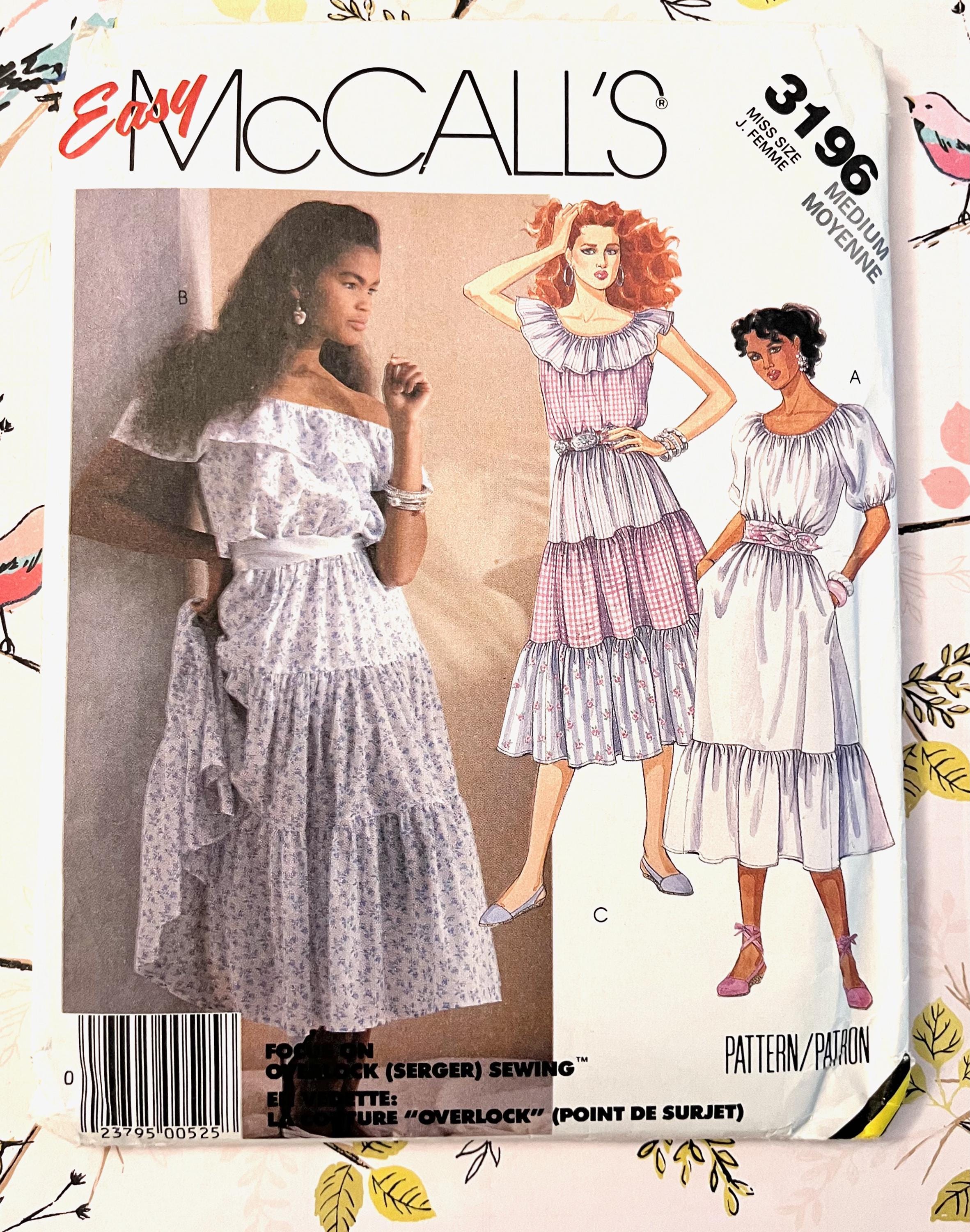 Vintage 1980s Prairie Ruffle Dress Sewing Pattern - Mccall's 3196 ...