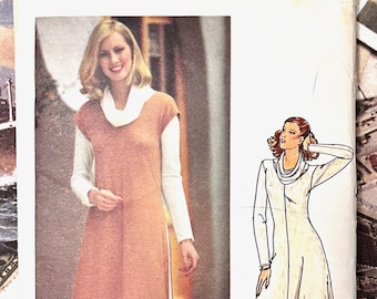Vintage 1970's Women's Dress and Tunic Pattern - Butterick 5560 - Size 16 (Bust 38) - Cut and Complete - For Knits Only - Funnel Collar