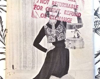 Vintage 1950s Women's Culotte Dress with Cummerbund and Reversible Bolero Sewing Pattern- Vogue 9346 - Size 14 (Bust 34) - Uncut, FF