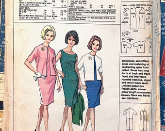 Vintage 1960's Women's Dress and Jacket Pattern - McCall's 60 for Suave - Mail Order - Size 18-20 (Bust 38-40)