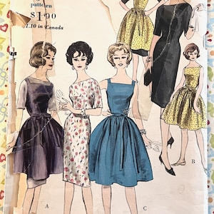 Vintage 1960 Schnittmuster für Frauenkleid und Schürze - Vogue 5076 - Größe 16 (Büste 36)
