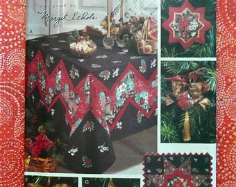 Patchwork Christmas Pattern with Ornaments, Stocking, Tree Skirt, Wall Hanging, and Tablecloth - Butterick 6379