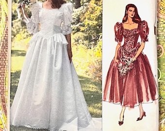 Vintage 1980's Women's Wedding and Bridesmaid's Dress, with Petticoat Pattern - Vogue 2399 - Size 12-14-16 (Bust 34-36-38) - Uncut and FF