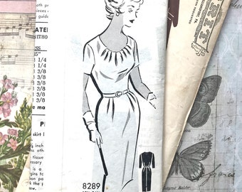 Vintage 1950's Women's Fitted Dress Sewing Pattern - Grit 8289 - Size 16 1/2 (Bust 37) - Unprinted Mail Order