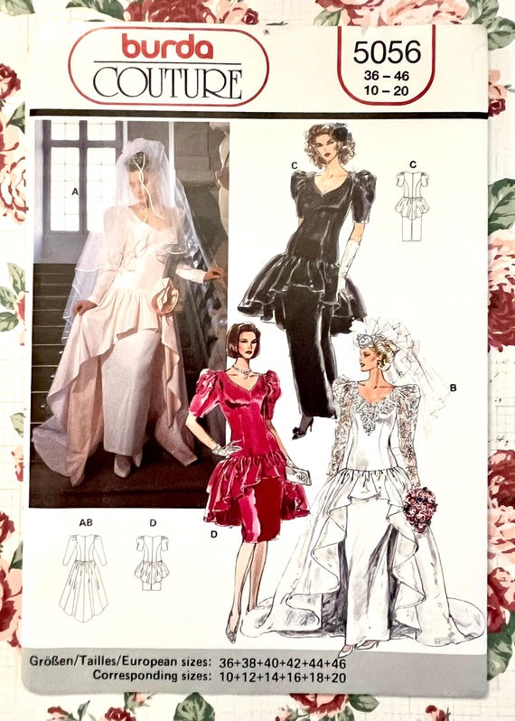 Vintage 1990's Women's Wedding, Formal, Evening Gown/Dress Sewing Pattern - Burda 5056