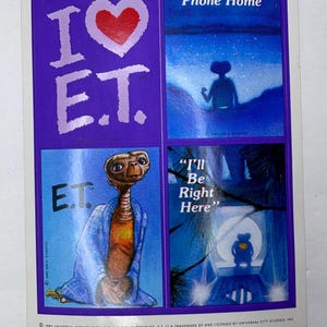 Set of 4 E.T. Stickers 1982 Universal City Studios Vintage