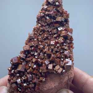 Vanadinite Crystal on Matrix Mibladen Morocco Sharp Hexagonal Formation Collector Piece
