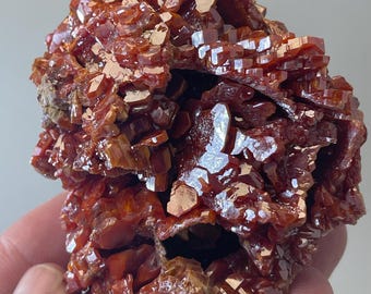 Rare Red Vanadinite Crystal Cluster – Metaphysical Healing Crystal from Morocco – Natural Mineral Specimen for Collectors