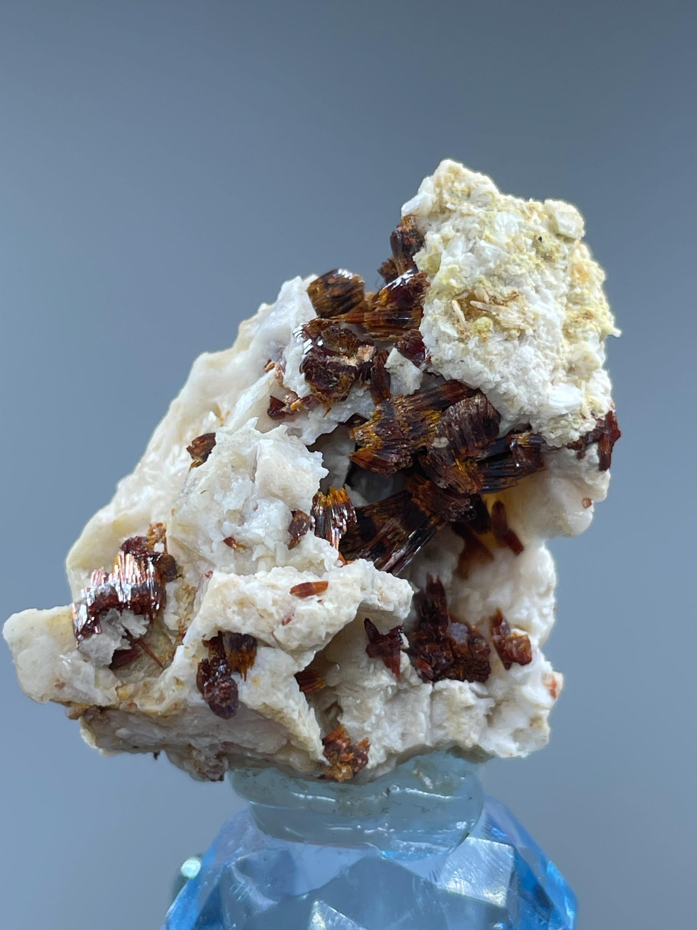Vanadinite Fibers on Barite crystal, Specimen Mineral, Unique Collectors, Rare Mineral Specimen, Mineral Specimen, Unique crystal
