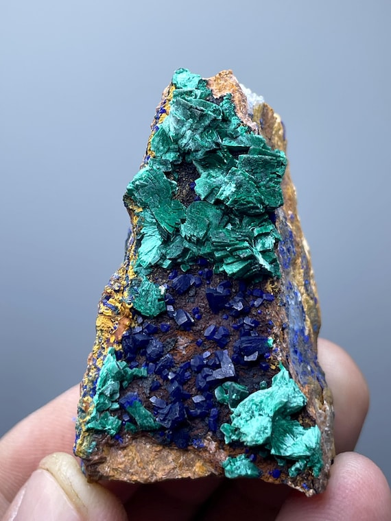 Azurite Malachite Crystal,Blue Green Mineral Specimen from Morocco, Rare Collector’s Crystal