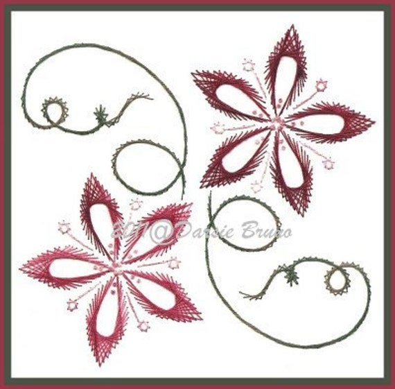 Floral Hibiscus Flower Embroidery Pattern For Greeting Cards Etsy
