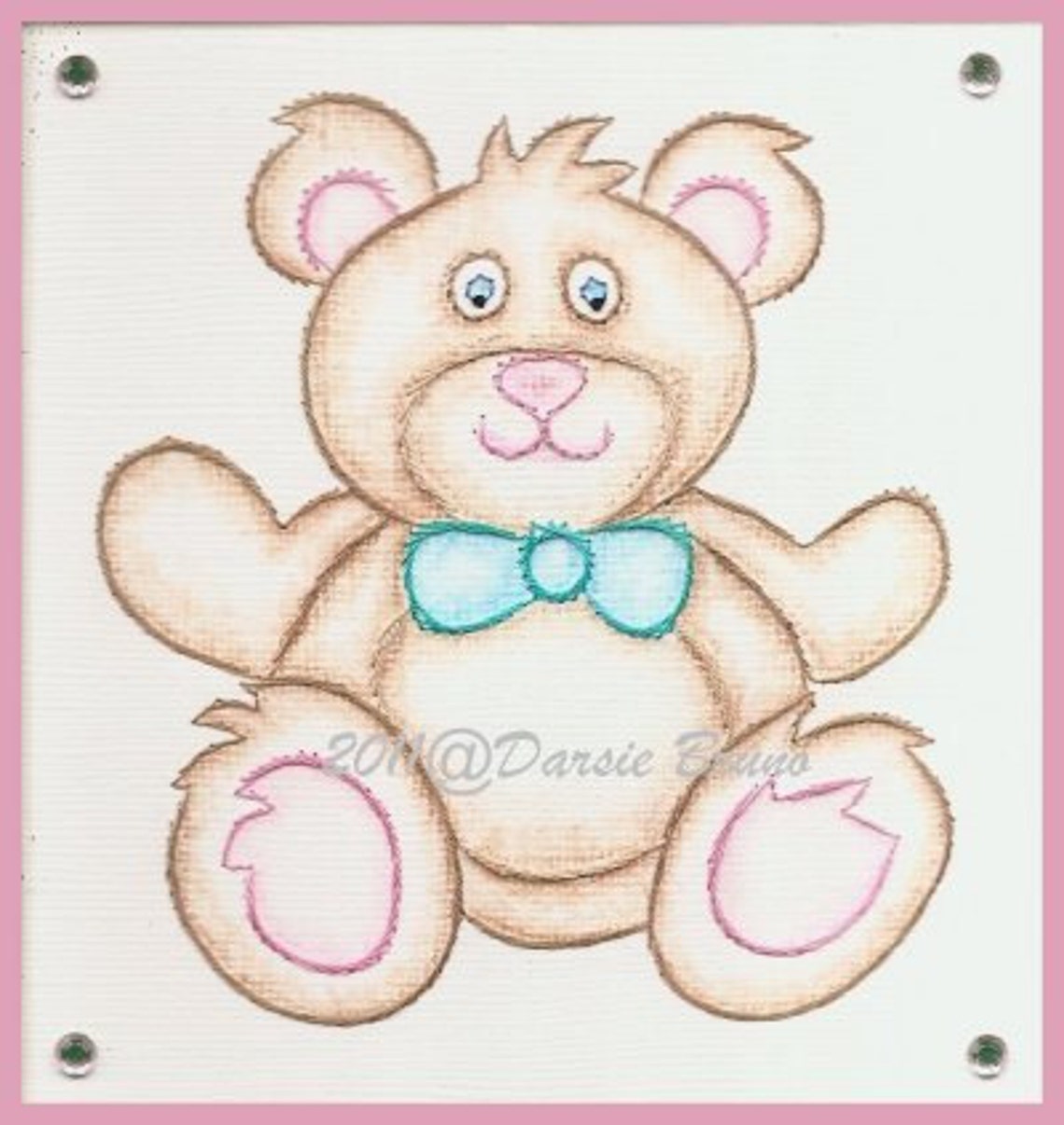 Teddy Bear Embroidery Pattern for Greeting Cards | Etsy