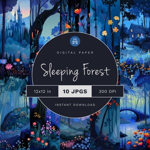 Sleeping Forest | Fantasy Paper | Digital Paper Pack | Digital Scrapbooking Paper | Instant Download for Personal and Commercial Use.