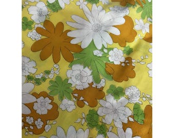 Vintage Cannon Monticello Full Size Flat And Fitted Flower Retro Orange Yellow
