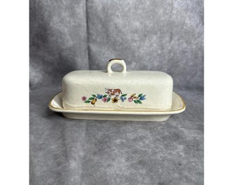 Vintage International Stoneware Japan Heartland Butter Dish With Lid Farmhouse