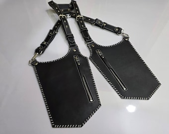 Dual Leather Mobile Pouch Travel Shoulder Wear Harness For Phone Wallet Case Travel Accessories Party wear Gift for Him
